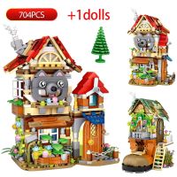 City Street View Mini Forest Cabin Villa Building Blocks Architecture Friends House Princess Bricks Toys For Children Girls