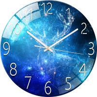 Wall Clock Modern Design Landscape Tempered Glass Quartz Clock Colorful Art Decorative Clock Living Room Bedroom Home Decor