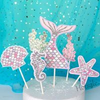 【Ready Stock】 ✒ E05 Mermaid Theme Birthday Party Cake Topper Cupcake Topper Starfish Cake Decorations Under The Sea Party Supplies