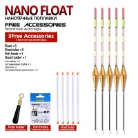 ♣△☜ 5Pieces Vertical Fishing Floats 5 Float Tubes 1 Bag Fishing Hook 1 Buoy Seat Lake River Composite Nano Fishing Buoy Tools Tackle