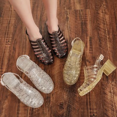 ขายดีที่สุด ioztt2023 - /✾▨✑ Koovan Women 39;s Sandals 2021 New Heels Transparent Plastic Slippers Beach Shoes