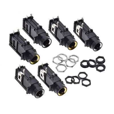 1piece 3P/4P Audio Jack Speaker Connector 6.35 Mono Female Socket PCB Panel Mount Microphone Chassis Audio Adapter nut 3Pin 4Pin