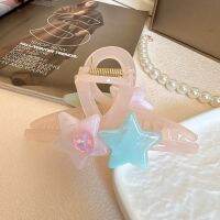 Spring And Summer Jelly Color Xingx Rhinestone Ab Surface Large Grip Sweet Temperament Back Head Shark Clip Hair Volume More Than Hair Claw