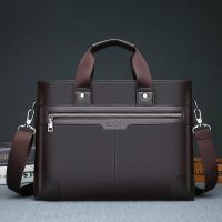 Business Leather Mens Briefcase Fashion Man Handbag Office Male Shoulder Messenger Bag 14" Laptop Bag