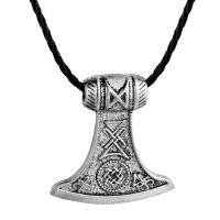 CHENGXUN Celtic Knot Thors Hammer Axe Pendant Necklace for Men Women Mjolnir Mammen Charm Black Leather Chain Amulet Jewelry