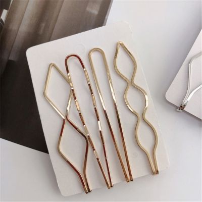 【CW】 Korea Metal Hair for Rhombus Gold Color Hairpins Accessories Barrettes