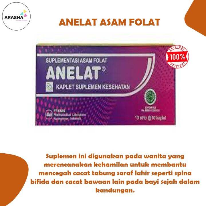 Anelat Asam Folat 100 Kapsul 1000mcg Isi 100 Tablet Folic Acid Suplemen