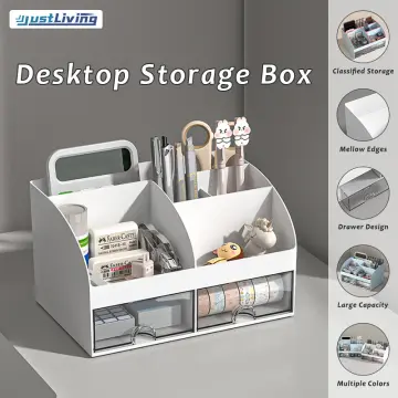 1pc Desktop Drawer Storage Box, Makeup Organizer Shelf, Office Stationery Organizer  Cabinet, Stand With Drawer And Heightening Shelf