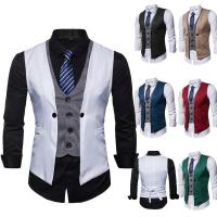 CODDian Zhen Mens Fashion Plaid Faux Two Piece Waistcoat Gilet Male Vest Waistcoat