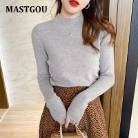 MASTGOU Spring Autumn Crew Neck Women Pullover Sweater Solid Basic Tight Sweaters OL Style Knit Female Jumper Pull Femme