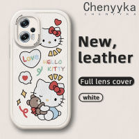 เคส Chenyyka สำหรับ Xiaomi Poco X4 GT Poco X4 NFC Redmi K50i Note 11T Pro Note 11T Pro + เคสหนังนิ่มลายการ์ตูนน่ารักเฮลโลคิตตี้ดีไซน์ใหม่เคสป้องกันกล้องคลุมทั้งหมดกรอบสีกันกระแทก