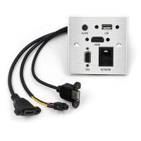 Wall Desktop Installation Socket Aluminum Alloy Panel with HDMI USB Audio Network VGA Port Wall Multi-media Plug