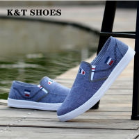 K&amp;T SHOES รองเท้าส้นแบนผู้ชายเป็นแบบลำลองและใส่สบาย รองเท้าส้นแบนผู้ชายระบายอากาศได้ดีและใช้งานได้หลากหลาย รองเท้าส้นแบนผู้ชายสีดำ