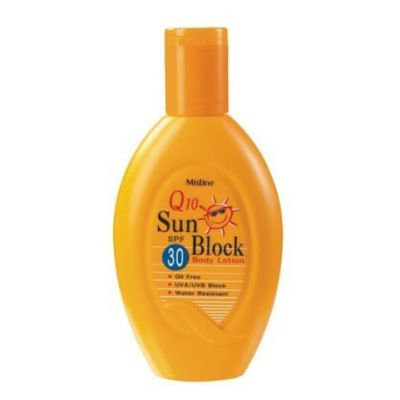 Mistine Q10 Sun Block Body Lotion SPF 30 มิสทิน คิวเทน ซัน บล็อค บอดี้ โลชั่น โลชั่นกันแดดสำหรับผิวกาย ครีมกันแดด 80 ml.