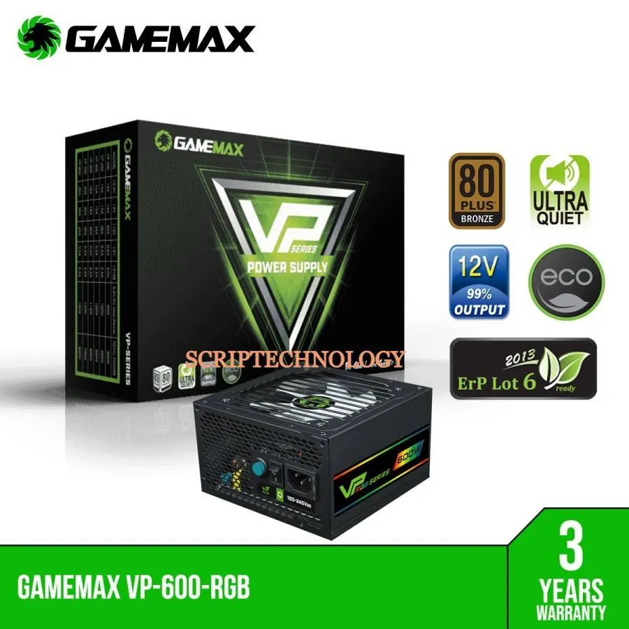 Psu Gamemax 600w 80+ Rgb Value Performance Gaming-Power Supply