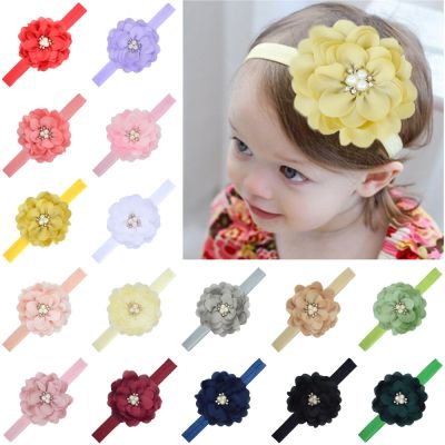 【YF】 1 Pieces Baby Girl Headband Infant Pearl Hair Accessories Clothes Band Flower Newborn Floral Headwear Headwrap Hairband Children