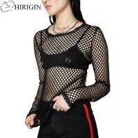 [HOT] โกธิค Fishnet เสื้อผู้หญิงผ้าบางสไตล์เซ็กซี่ผู้หญิง Hipsters ชุดลำลองย้อนยุคเสื้อหลวมฤดูร้อน Sheer เสื้อตาข่าย T เสื้อ