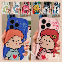 เคสผู้หญิงการ์ตูนคู่เด็กชายสำหรับ Redmi 9C 9T 9A 10A 10C A1 A2 9 10 Note 11 Note 9 8 Note 10 Pro Max Note 10 Pro Plus Note 10S 11S Note 12 POCO น่ารัก M3 Lotso ช้อนส้อมมีดหมีพูห์หมีวินนี่สตรอเบอร์รี่เป็ด3D หยักขอบโค้งฝาครอบโทรศัพท์