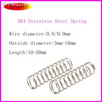 304 Stainless Steel Compression Spring Return Spring Wire Diameter 0.8/0.9mm Outside Diameter 5-18mm Pressure Spring 10Pcs