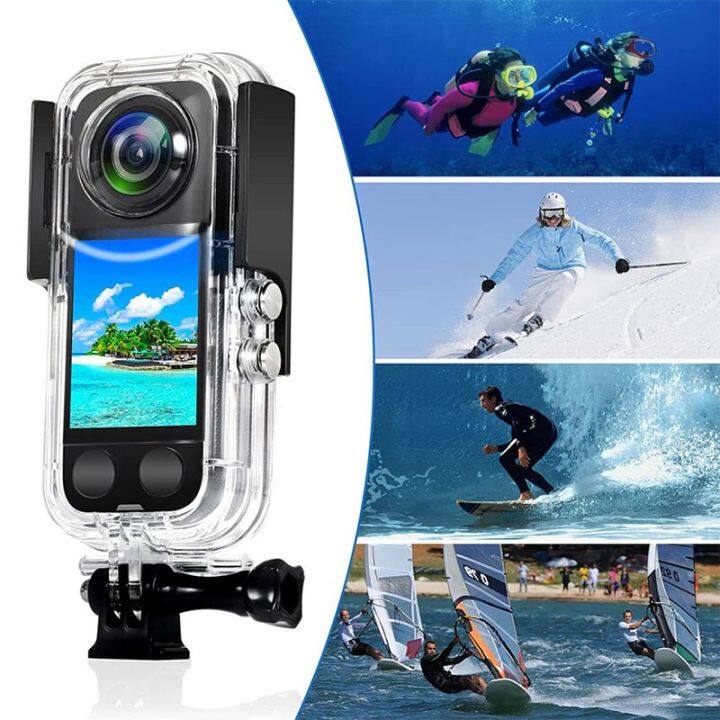 ซองกันน้ำ40เมตรสำหรับ-insta360-x3ดำใต้น้ำเคสกันน้ำป้องกันกล้องผิวนอกพร้อมขายึดสำหรับอุปกรณ์เสริมกล้อง-x3เดียว