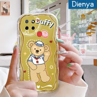 Dienya เคสสำหรับ Realme C12 C15 C21 C25 Narzo 20 Narzo 30A Narzo Narzo 50A การ์ตูนตุ๊กตาน่ารักหมีลูกคลื่นใหม่เนื้อครีมนิ่มเคสโทรศัพท์โปร่งใสปลอกซิลิโคนกันกระแทกป้องกันเลนส์กล้องเคสใส