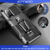 EPTWOO สำหรับ OPPO A77 A77S A57 A17 A17K A16 A16S A96 A36 A76 A94 A74 A54 A93 A92 A53 A73 A15 A15S A31 A9 A5 2020 A3S A12E A7 A5S A12 F11 PRO RENO 8 8Z 7 7Z 5 5F 4F 2Z 2F โทรศัพท์กรณีกันกระแทกทนทาน Kickstand ปลอกแม่เหล็กกลับฝาครอบพร้อมคลิปหมุนได้ JJBJ-01