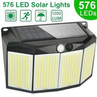 ♀ 576 LED Outdoor Solar Power Lights Motion Sensor 3 Modes Waterproof Security Flood Lights for Outside Pathway Garden Garage Lamp