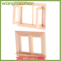 Wanglianzhon ไม้บ้านตุ๊กตา2บานกรอบหน้าต่างอุปกรณ์เสริมสำหรับเฟอร์นิเจอร์แบบ DIY