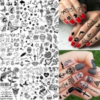 Small Anchor Skull Temporary Tattoos For Women Kids Realistic Fake Elephant Gun Flower Tattoo Sticker Finger 3D Waterproof Tatoo