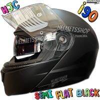 HJC i90 SEMI FLAT BLACK [ ยกคาง ] [ แว่น 2 ชั้น ] [ นวมถอดซักได้ ] [ มีช่องเว้า ] [ กิ๊ฟล็อค ]