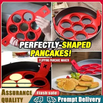 7 Holes Silicone Mold Pancake Maker Nonstick Egg Ring Maker Kitchen Accessories, Red