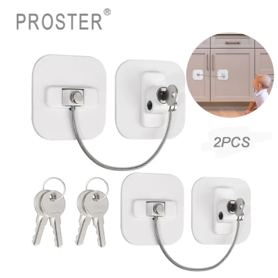 Proster 2ชิ้นความปลอดภัยบ้านเด็กมินิตู้เย็นล็อคประตูตู้เย็นตู้ล็อคลิ้นชักล็อคสีขาวสีดำ