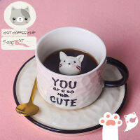 Cute Cartoon Cup Creative Ceramic Saucer Spoon Set Coffee Utensil Reusable Mate Cup Tasse A Cafe Household Beverage DB60BD