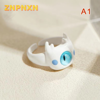 ZNPNXN แฟชั่นใหม่แหวนมอนสเตอร์แมวดำสำหรับผู้หญิงตลกตาโตการ์ตูนแหวนคู่รักเครื่องประดับนิ้วแต่งงานเครื่องประดับหวาน