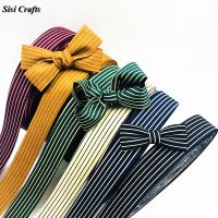 Sisi Crafts Tape Chiffon Cotton Ticking Stripe Ribbon Roll Fabric Ribbon Bias Trim Layering DIY Hair Bow Tie Collar Material 1M