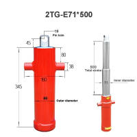 กระบอกไฮดรอลิกแขนสองส่วน2TG-E71*500,อุปกรณ์เสริมด้านบนแบบพับเก็บได้สำหรับยานพาหนะทางการเกษตรเครื่องมือไฮดรอลิก500มม.