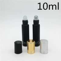 【CW】 10pcs 10ml Black Roll On Perfume bottle 10cc Frosted Essential Oil Rollon bottle Small Glass Roller Container