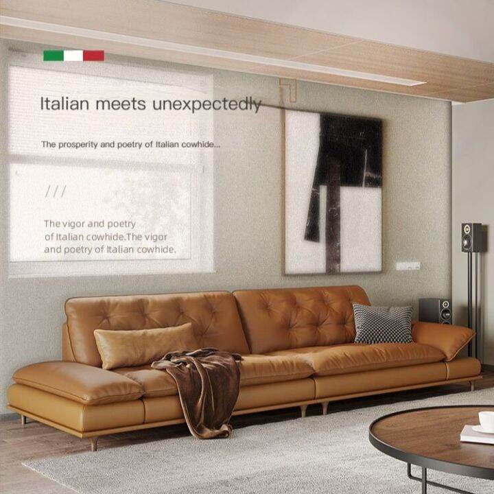 LUSSO Genuine Leather Sofa โซฟาหนังแท้ Modern Down Filling Lounge