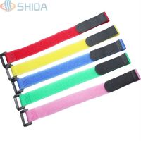 50 pcs 20 x 200 MM Nylon Wire Organizer Cable Ties Reusable Straps Hook Loop Magic Tapes with Plastic Buckle for Wire Management Cable Management