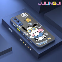 Jlingji เคสสำหรับ VIVO Y72 5G Y52 5G Y75s 5G 5G เคสการ์ตูนแฮปปี้ Pochacco มีน้ำค้างแข็งโปร่งใสแข็งด้านข้างเคสขอบสี่เหลี่ยมกล้องปลอกซิลิโคนกันกระแทกเคสนิ่ม