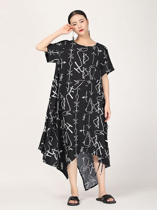 xitao-dress-vintage-irregular-women-casual-print-dress