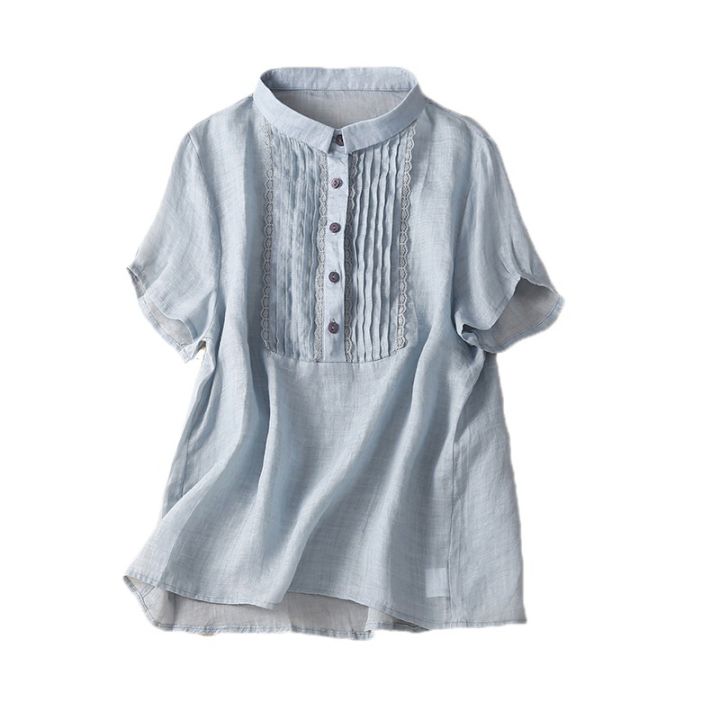 real-shot-2023-summer-thin-simple-artistic-cotton-linen-loose-short-sleeved-casual-shirt-top-women-8267