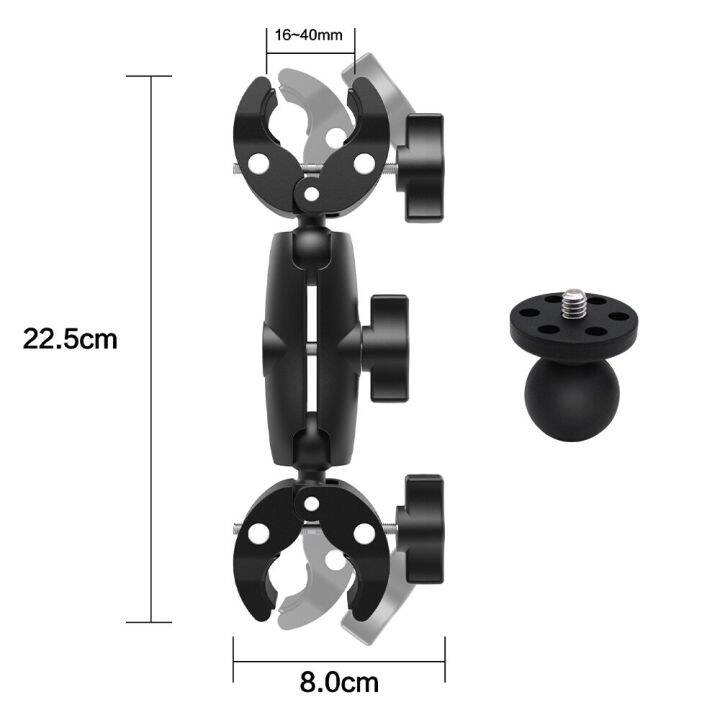 รถจักรยานยนต์ฐานที่หนีบคู่สำหรับ-insta360-x2-x3สำหรับ-gopro-11-10จักรยานกล้องแอคชั่นแคมเมรา360-หัวคู่ขาตั้งอุปกรณ์เสริม