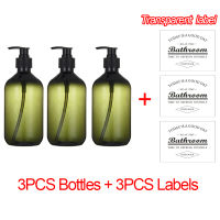 3Pcsset Soap Dispenser Bottle Bathroom Shampoo Shower Conditioner Refillable Bottles with Labels 500ML10.58zo
