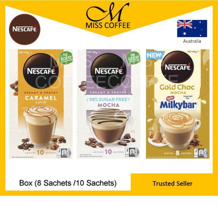 NEW Australia Nescafe 3 in 1 Mocha Cappucino Latte Milkybar 98 Sugar ...