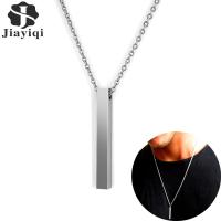 Fashion Rectangle Pendant Necklace Stainlees Steel Chain Necklace For Men Women New Simple Hiphop Jewelry Male Accessories Gift Fashion Chain Necklace