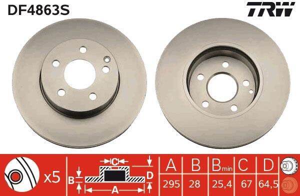 benz-1คู่-จานเบรค-หน้า-trw-เบนซ์-รุ่น-c-class-w204-e-class-w207-w212-slc-slk-class-r172-เบอร์-df4863s-oe-204-421-07-12-brembo-09-b280-41-จานเบรคหน้า