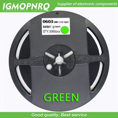 1REEL 4000PCS 0603 SMD LED ไดโอดสีเขียวไฟ LED igmopnrq