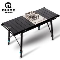 bklnlk☬●▤  Outdoor Aluminum alloy Table Adjustable Height Telescopic Camping With Gas Stove Teaism Tray Grill