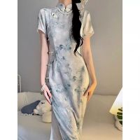 2023ฤดูร้อน R Cheongsam สีเขียวดอกไม้ปรับปรุงทุกวันหวานสบายๆสไตล์จีนชุดราตรี Qipao สำหรับ Women